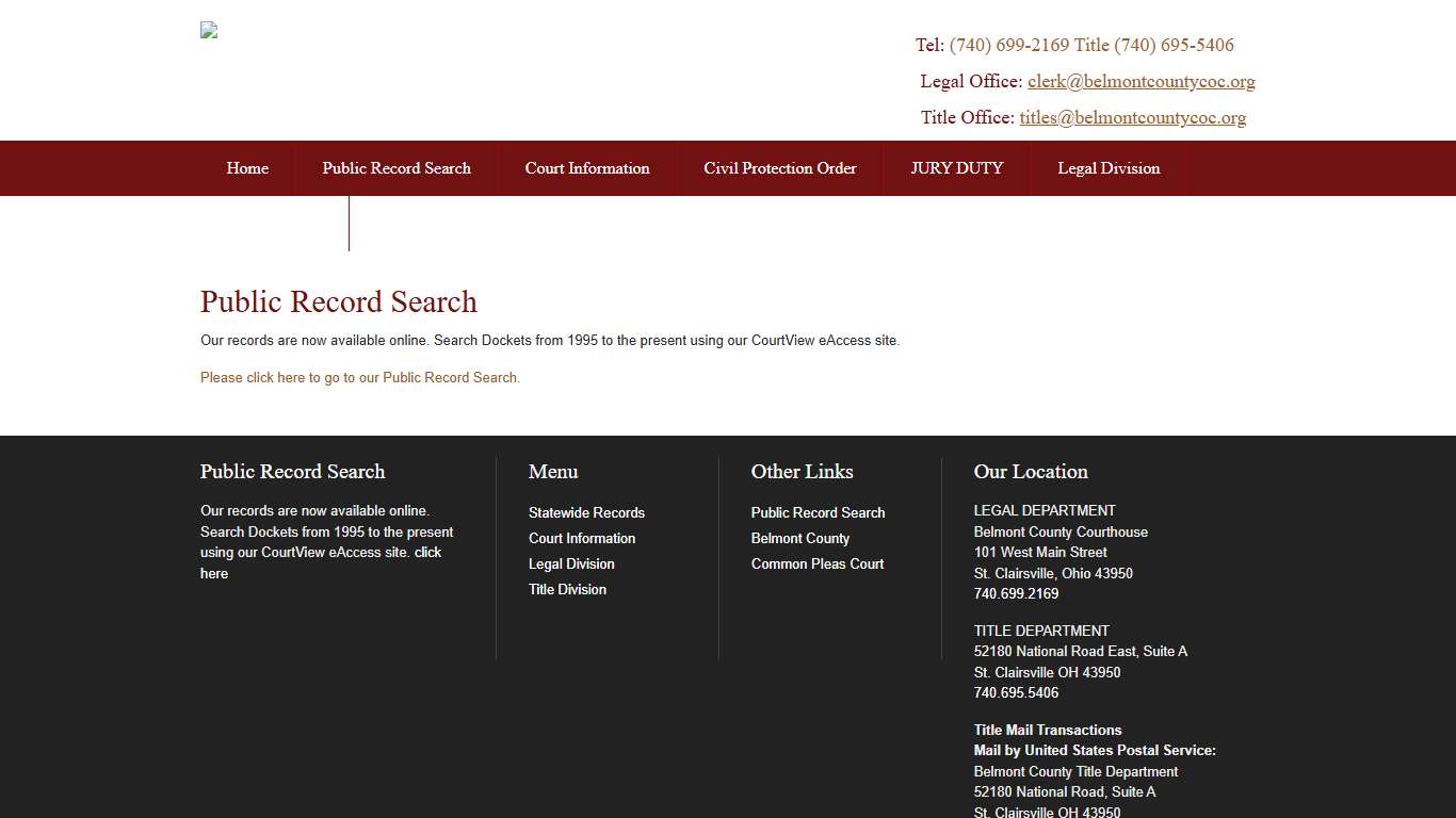 Public Record Search - Belmont County Clerk of Court