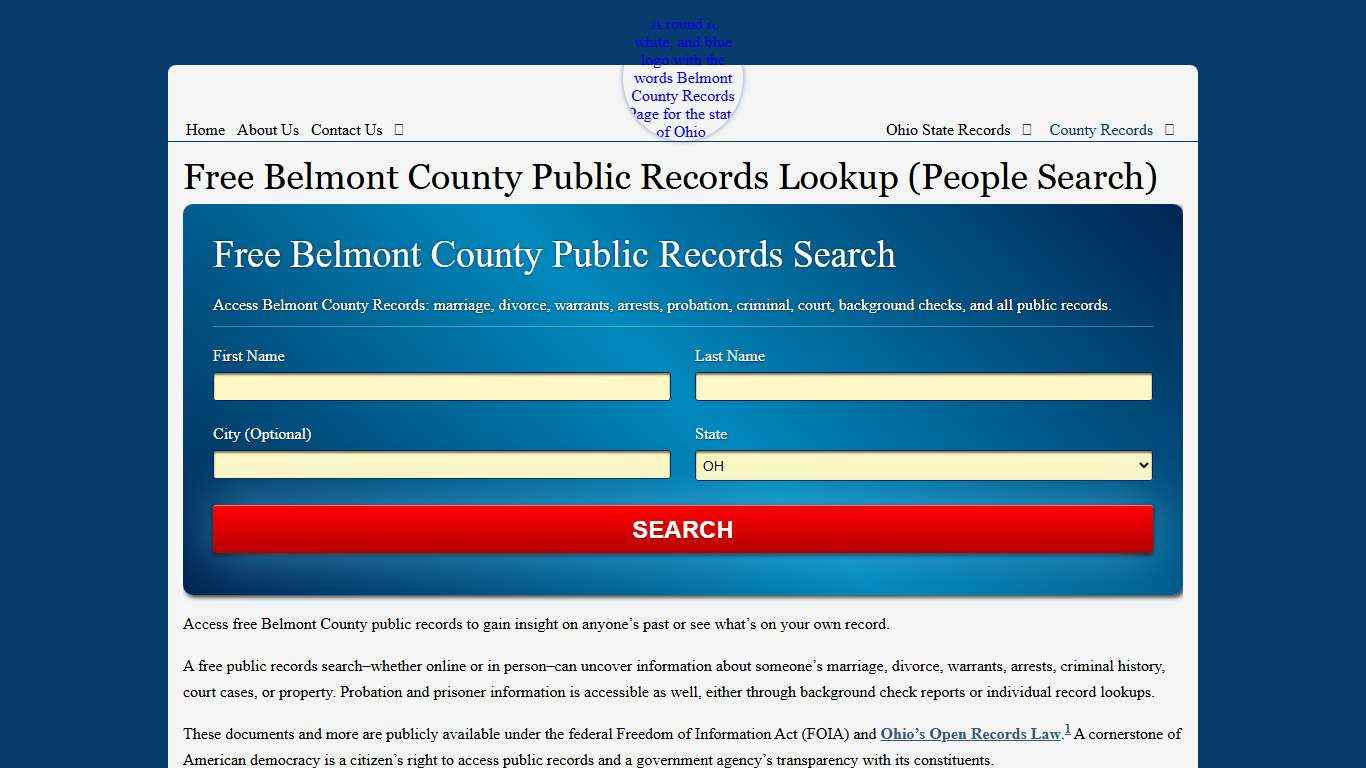 Free Belmont County Public Records Lookup (People Search)