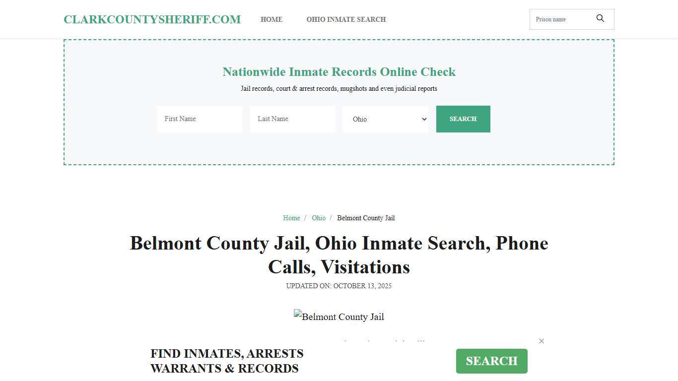 Belmont County Jail, Ohio Inmate Search, Visitations